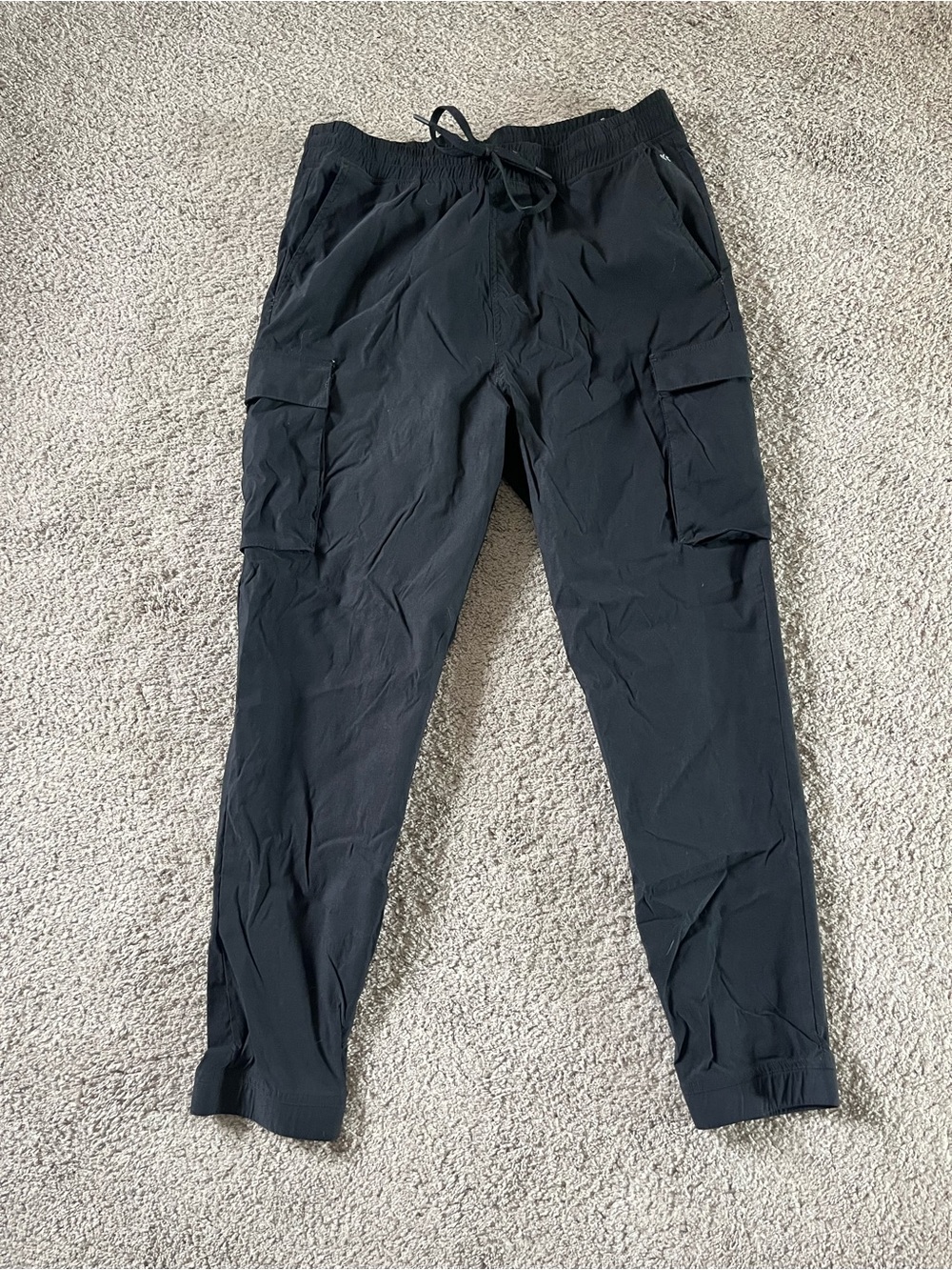 Kenneth Cole Black Cargo Jogger Pants with Drawstring